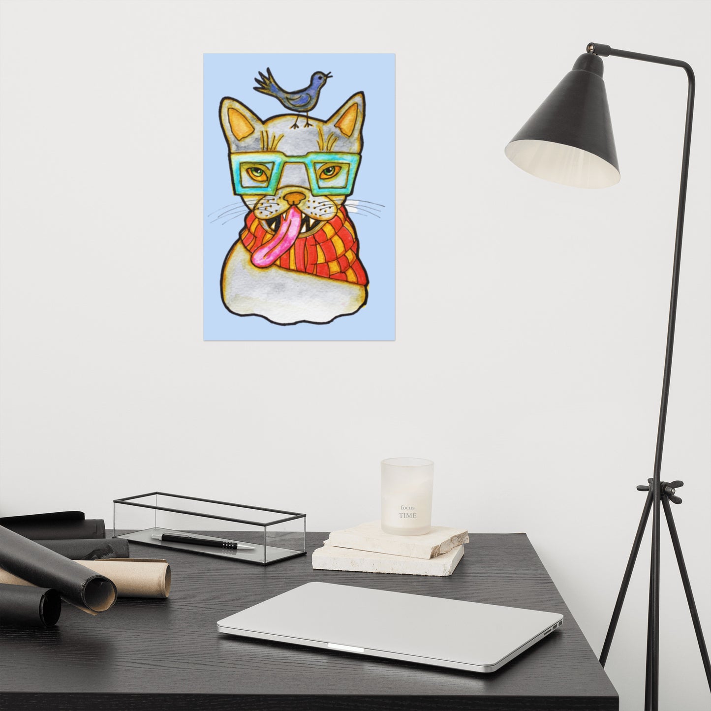 Kitty Cat Bird Poster Unframed - Art Love Decor