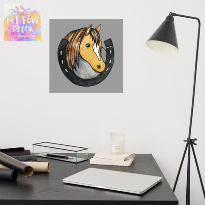 Horseshoe Horse Poster Unframed