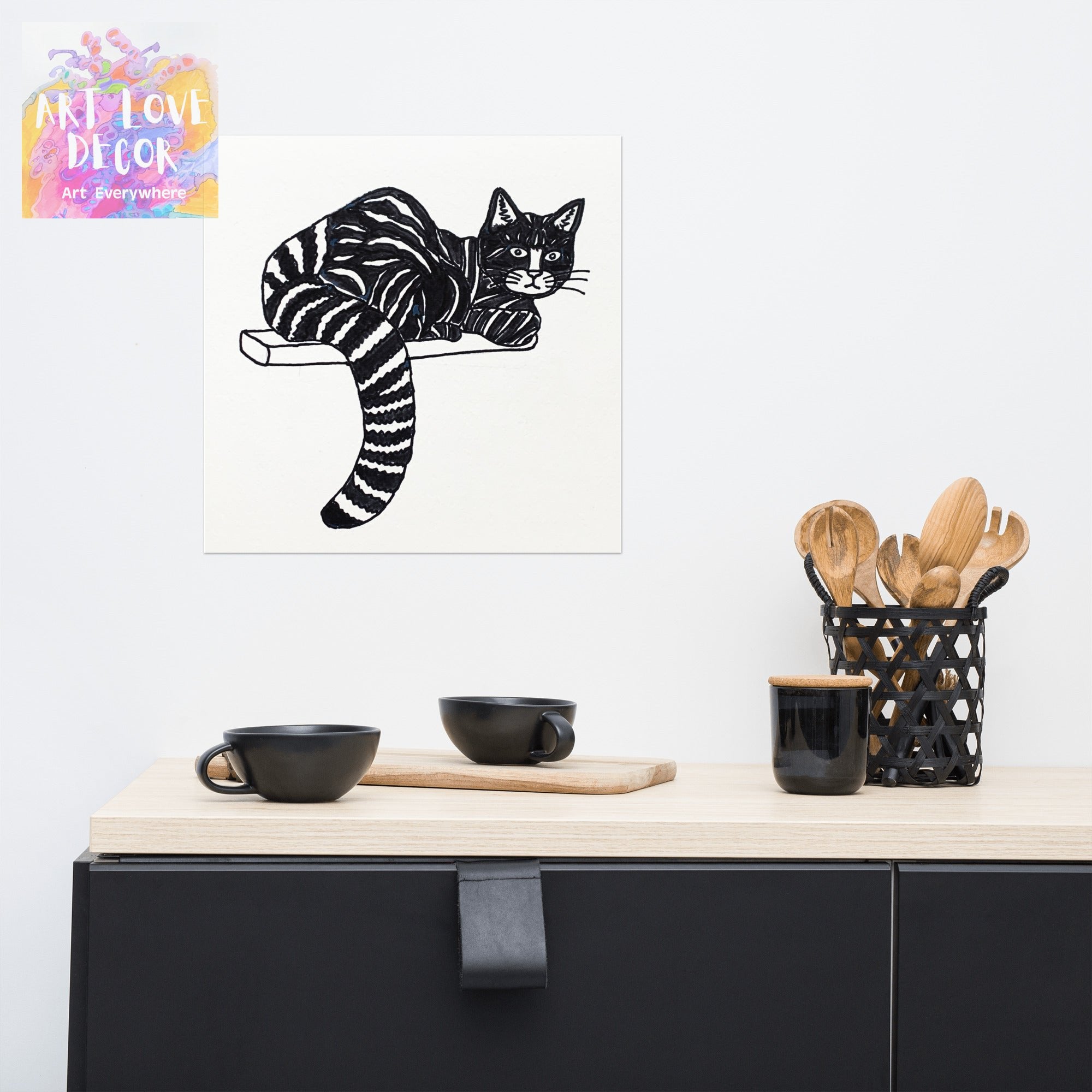 Striped Cat Poster Unframed - Art Love Decor