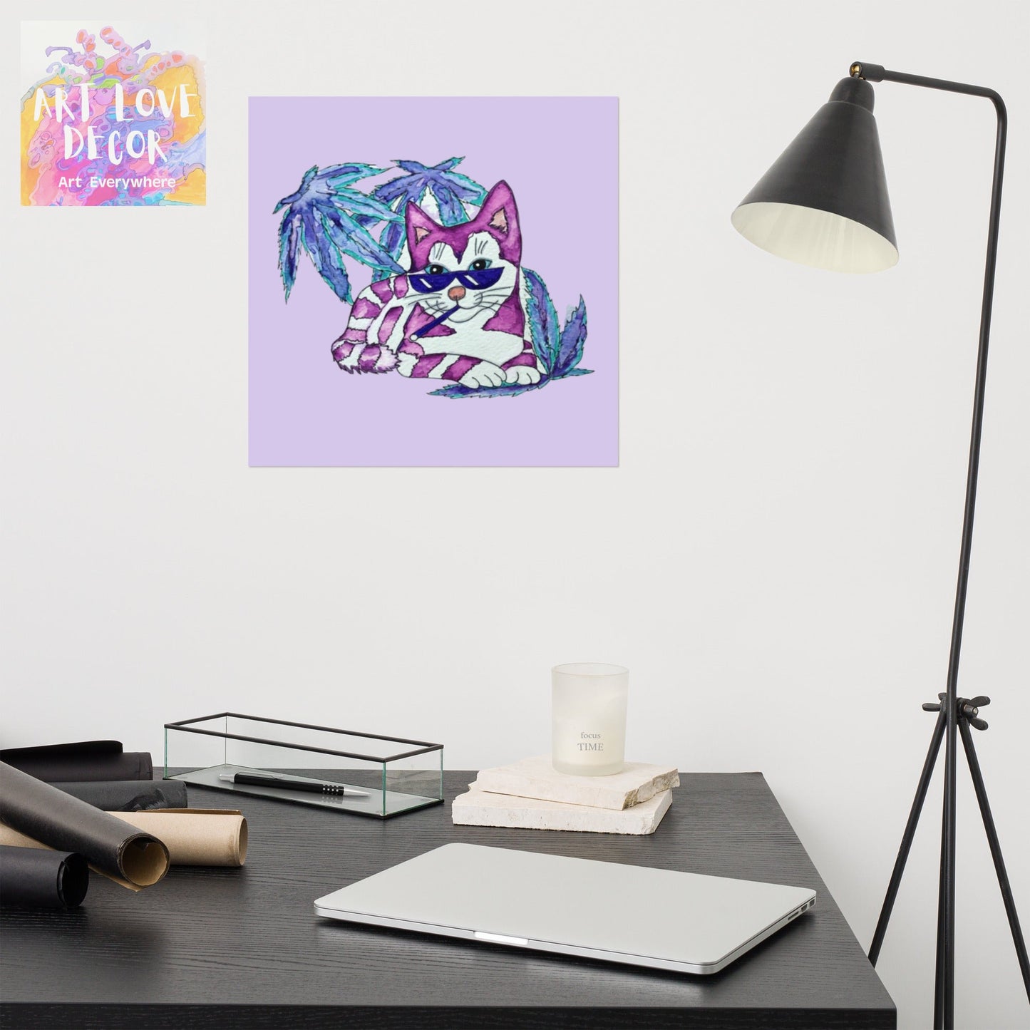 Cool Lavendar Tabby Cat Poster