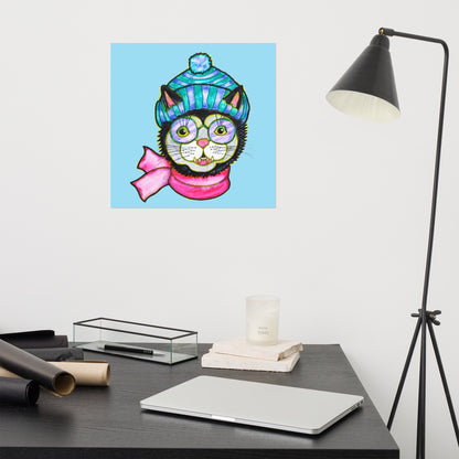 Kitty Cat Beanie Poster Unframed