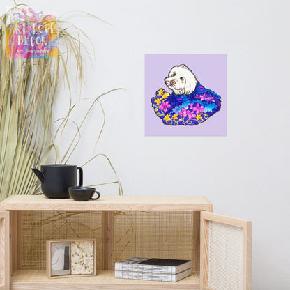 Flowery Dog Poster
