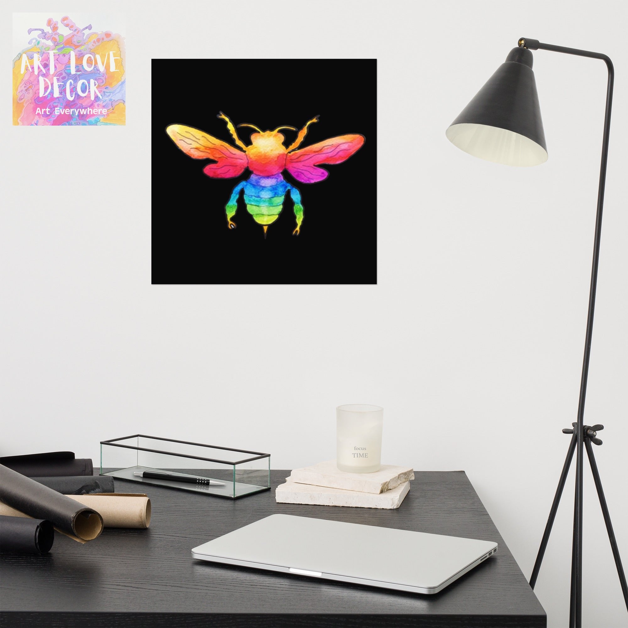 Rainbow Bee Poster Unframed - Art Love Decor