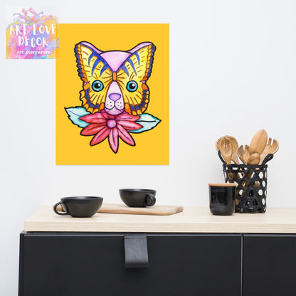 Kitty Cat Flower Poster Unframed - Art Love Decor