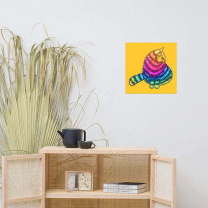 Rainbow Cat Yellow Poster Unframed - Art Love Decor