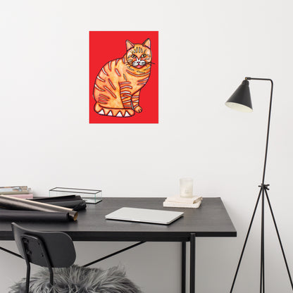 Big Orange Tabby Cat Poster Unframed