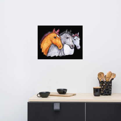Three Horses Poster Unframed