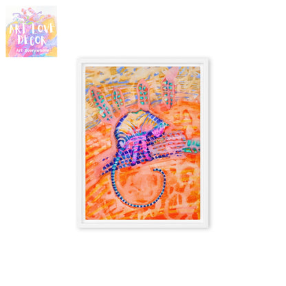 Ginger Cat Tail Abstract Framed canvas print