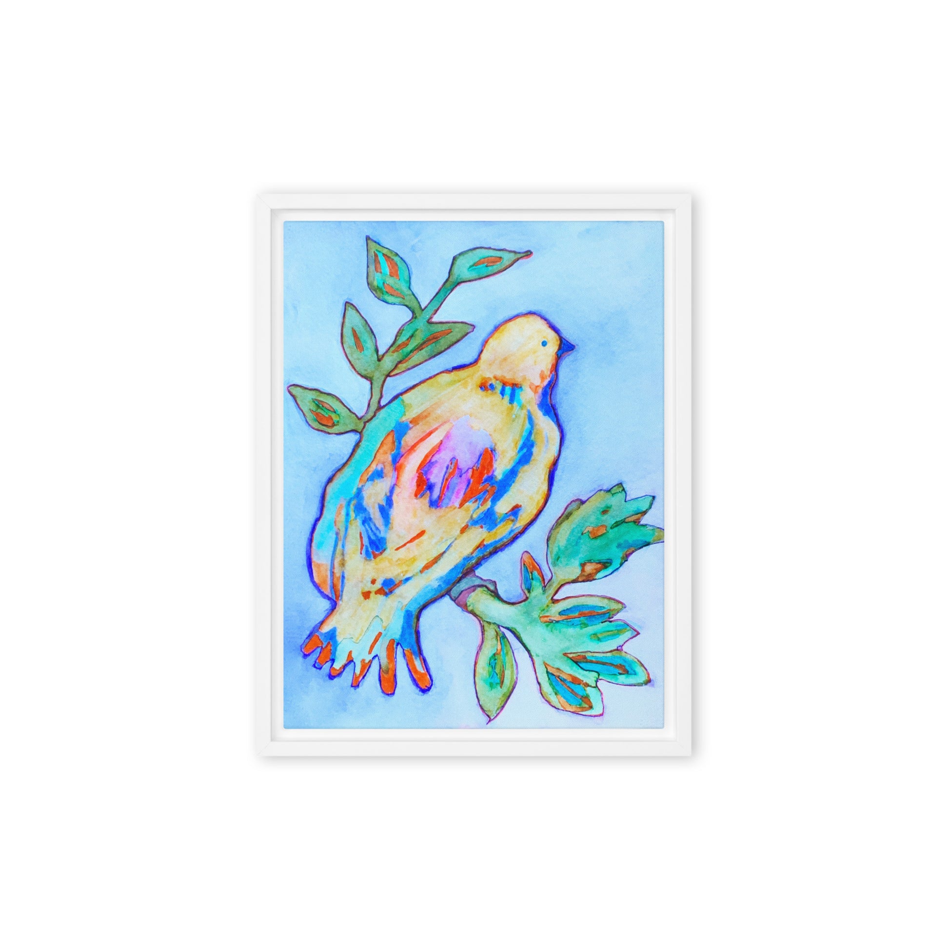 Yellow Bird Framed canvas print - Art Love Decor