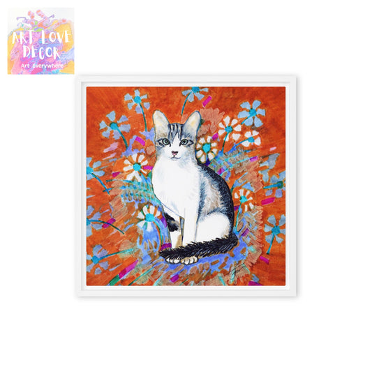 Daisy Cat Framed canvas print