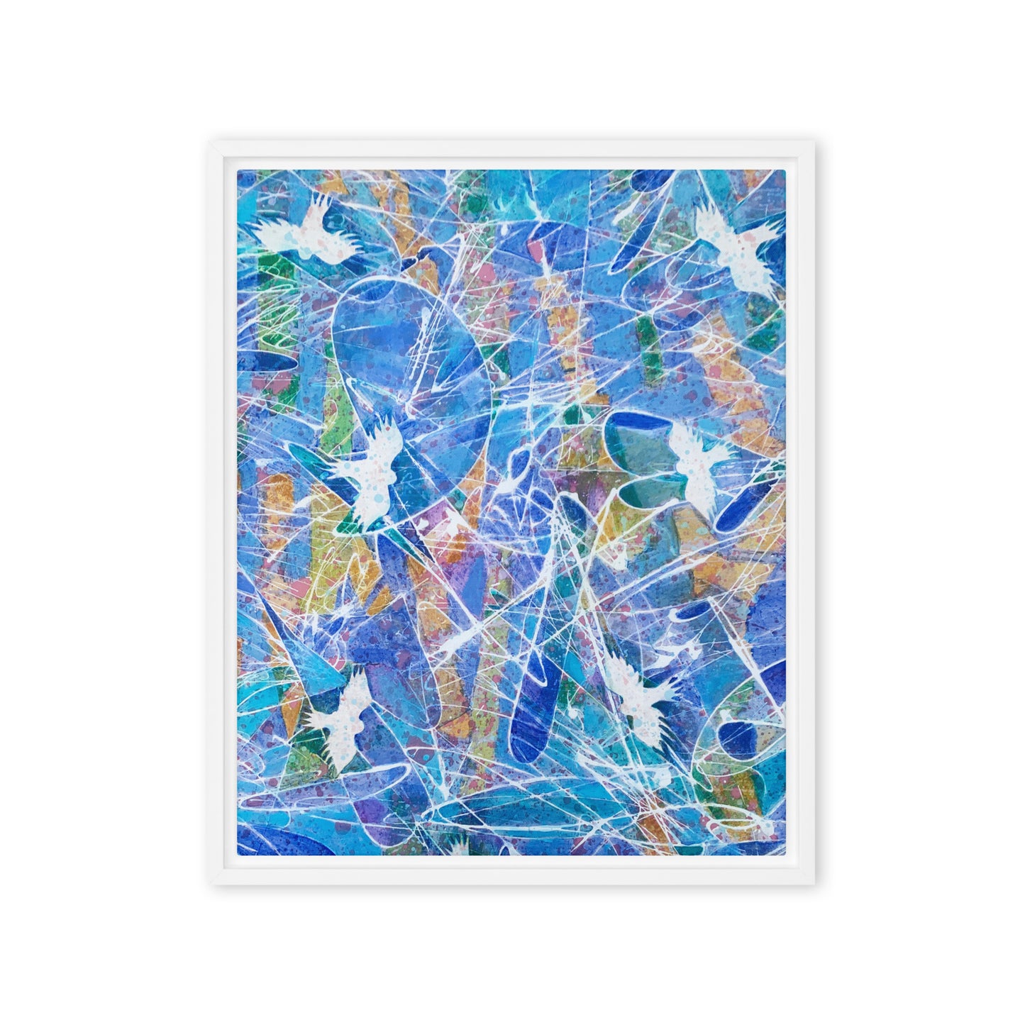 Flight Birds Abstract Framed canvas print