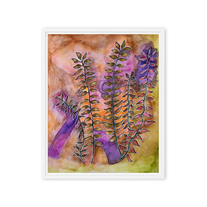 Night Street Leaves Framed canvas print