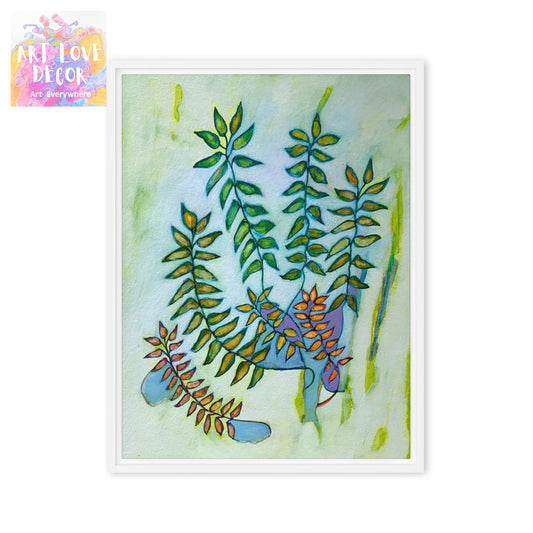 Calm Green Leaves Framed canvas print