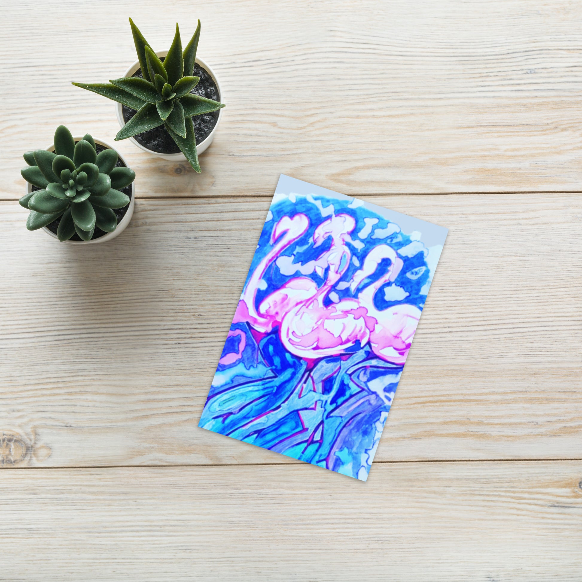 Flamingos Abstract Greeting card - Art Love Decor