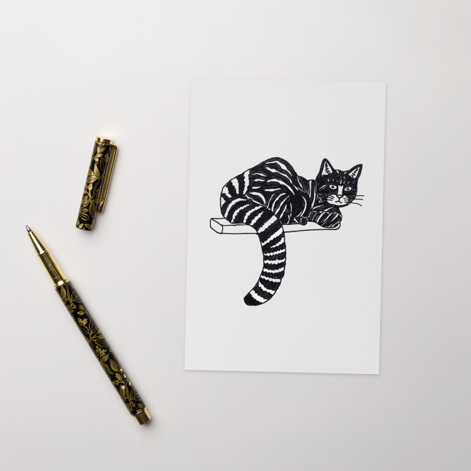 Striped Tail Cat Greeting card - Art Love Decor