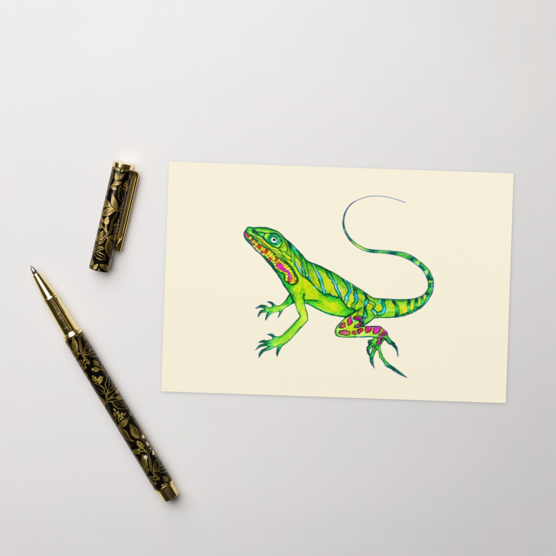 Green Lizard Greeting card - Art Love Decor
