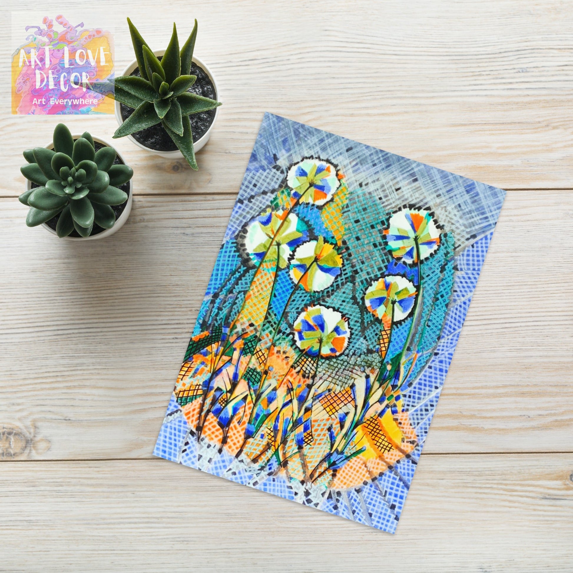 Dandelion Abstract Greeting card - Art Love Decor