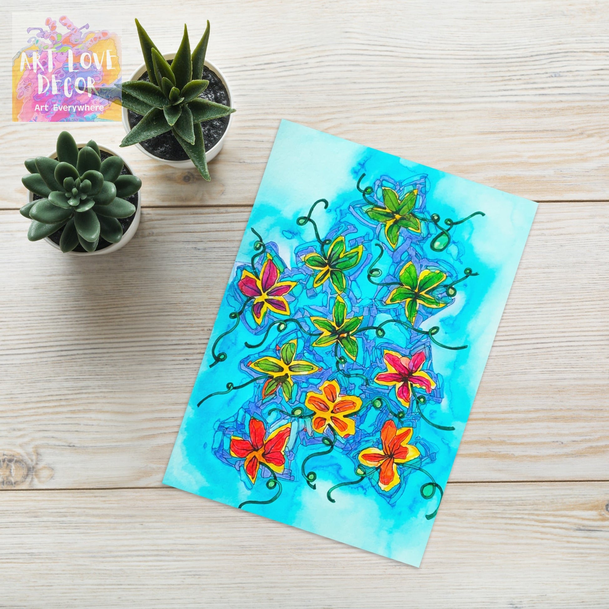 Flower Patch Abstract Greeting card - Art Love Decor