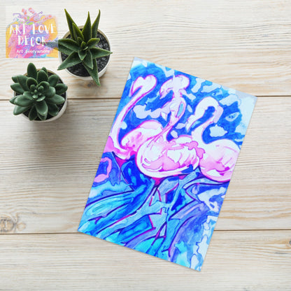 Flamingos Abstract Greeting card - Art Love Decor