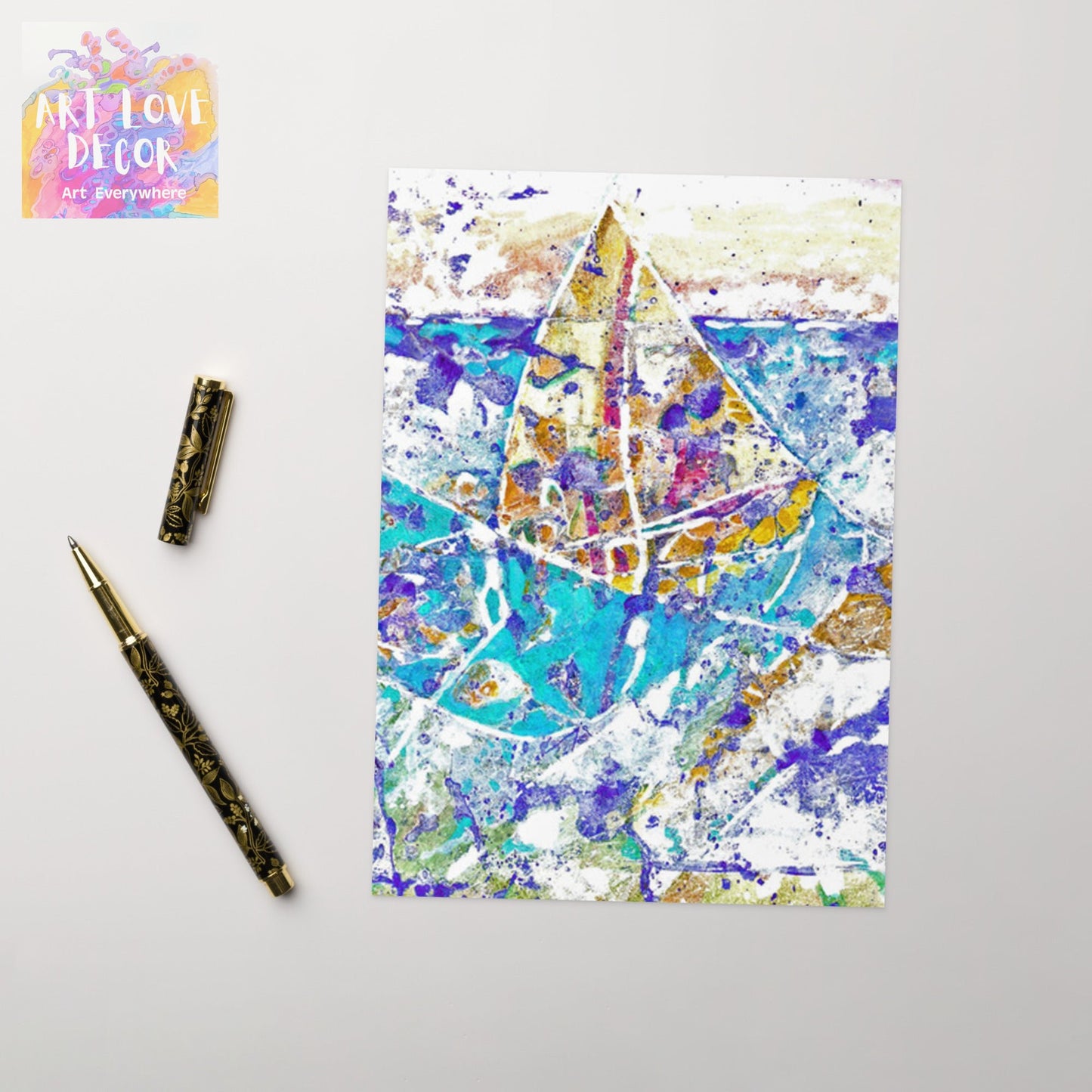 Sailing Abstract Greeting card - Art Love Decor