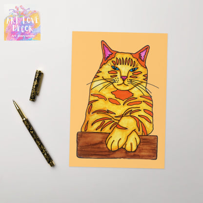 Big Ginger Cat Greeting card - Art Love Decor