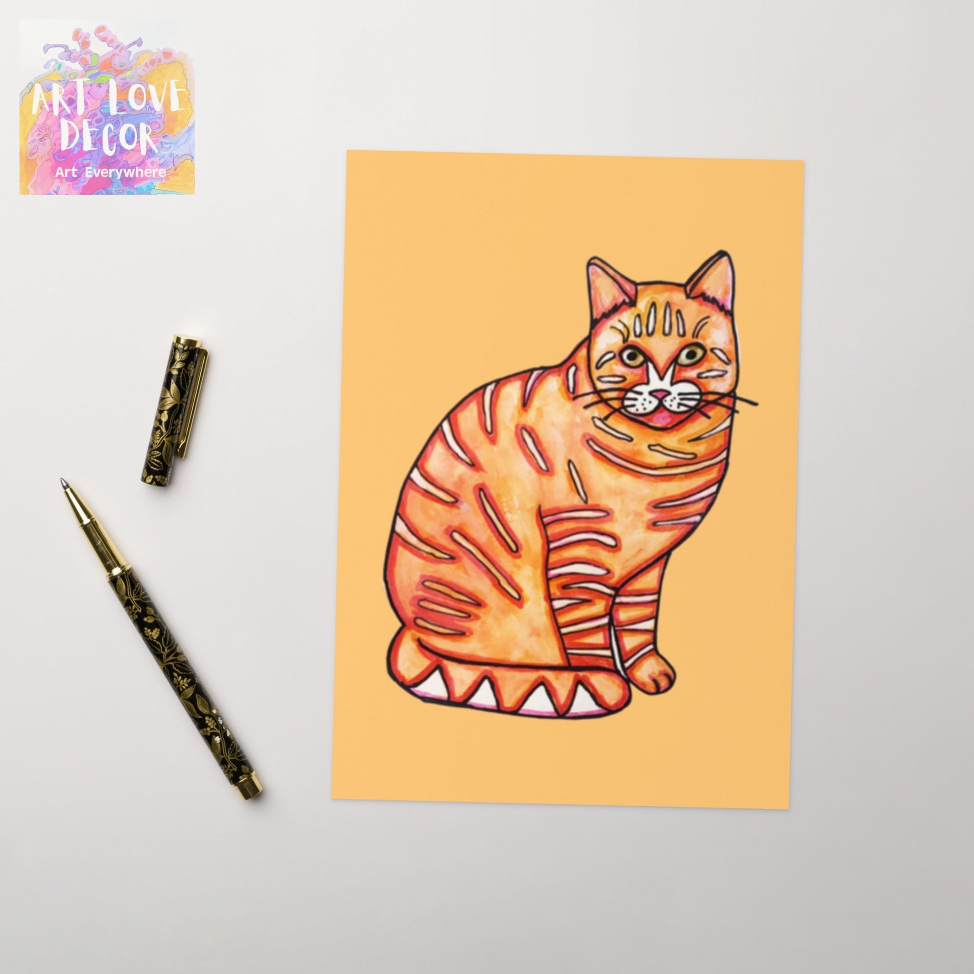 Orange Tabby Cat Greeting card - Art Love Decor