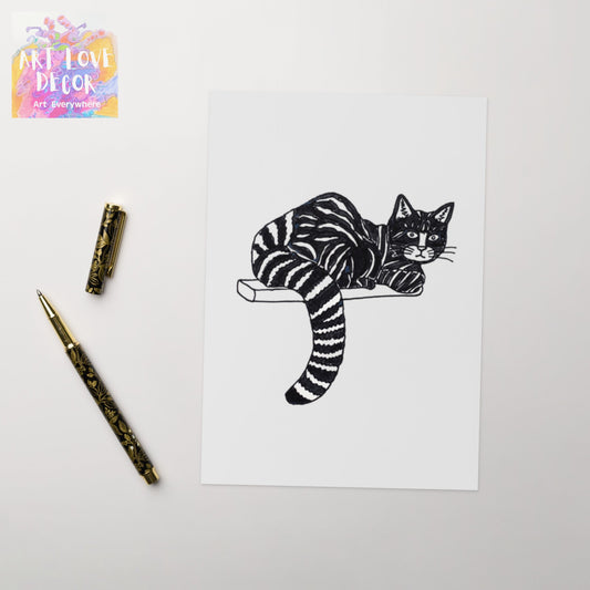 Striped Tail Cat Greeting card - Art Love Decor