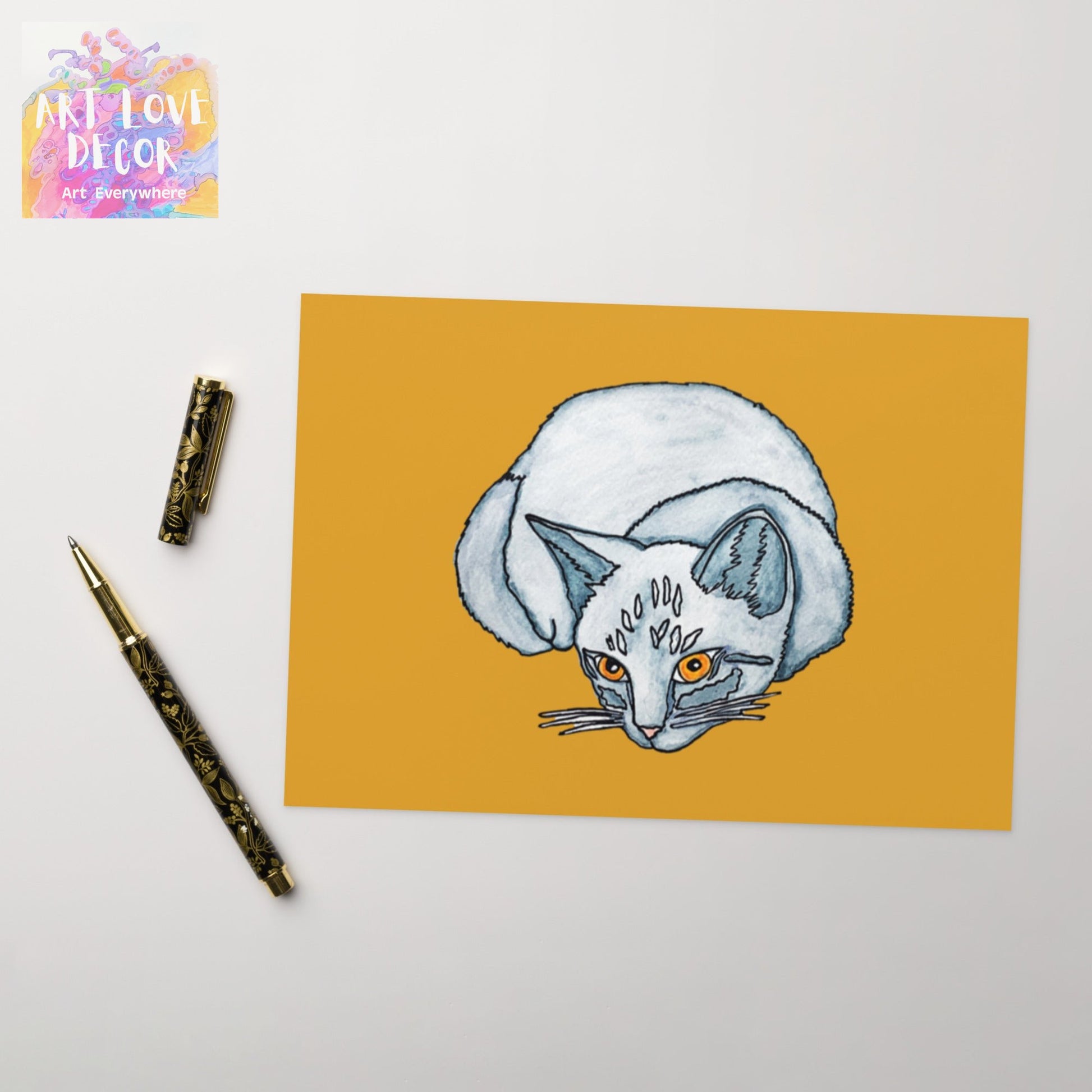 Gray Cat Greeting card - Art Love Decor