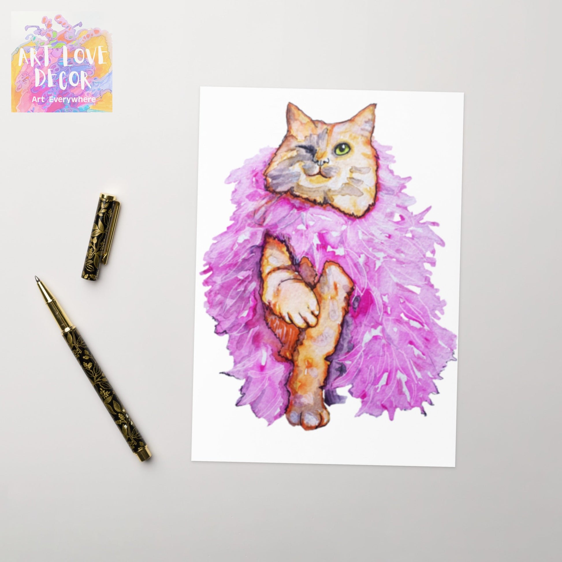 Boa Cat Wink Greeting card - Art Love Decor
