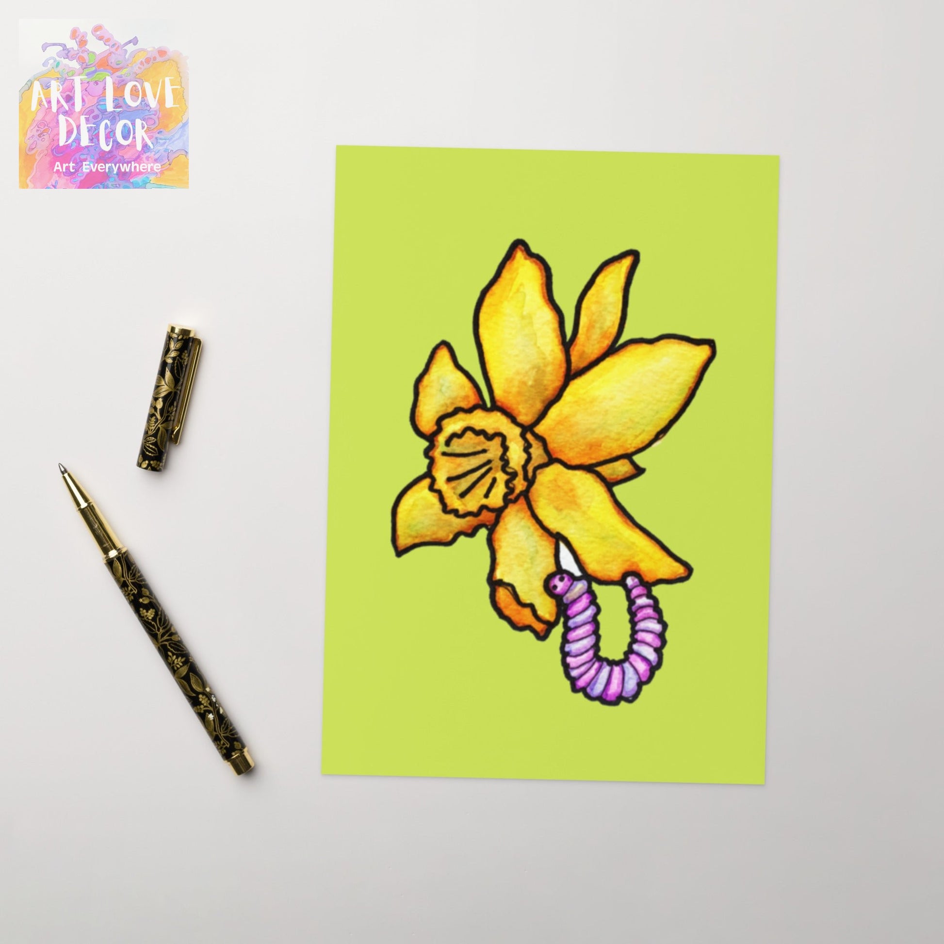 Daffodil Caterpillar Greeting card - Art Love Decor