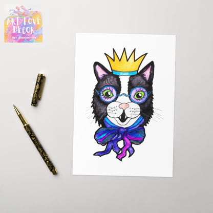 Kitty Cat Crown Greeting card - Art Love Decor