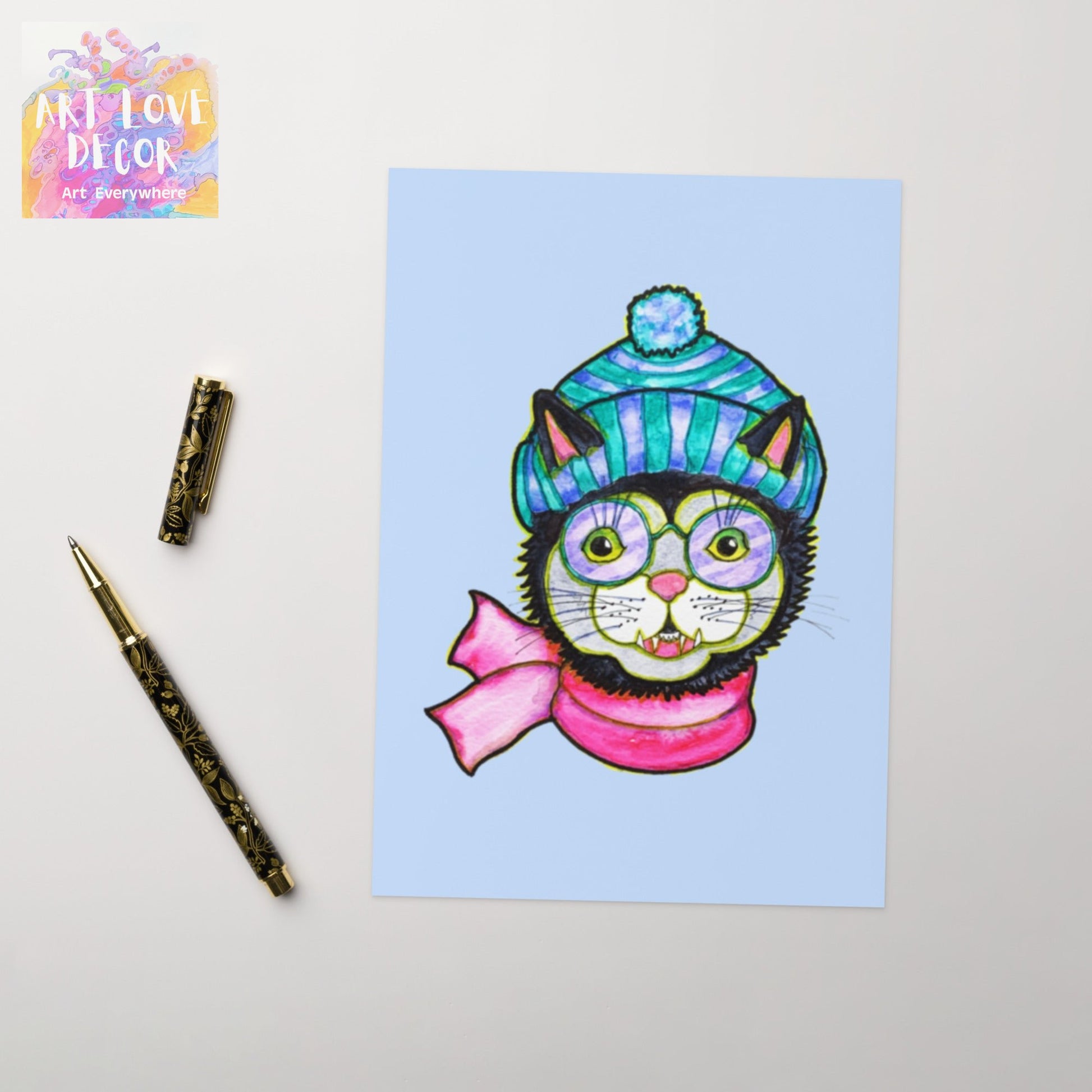 Kitty Cat Beanie Greeting card - Art Love Decor