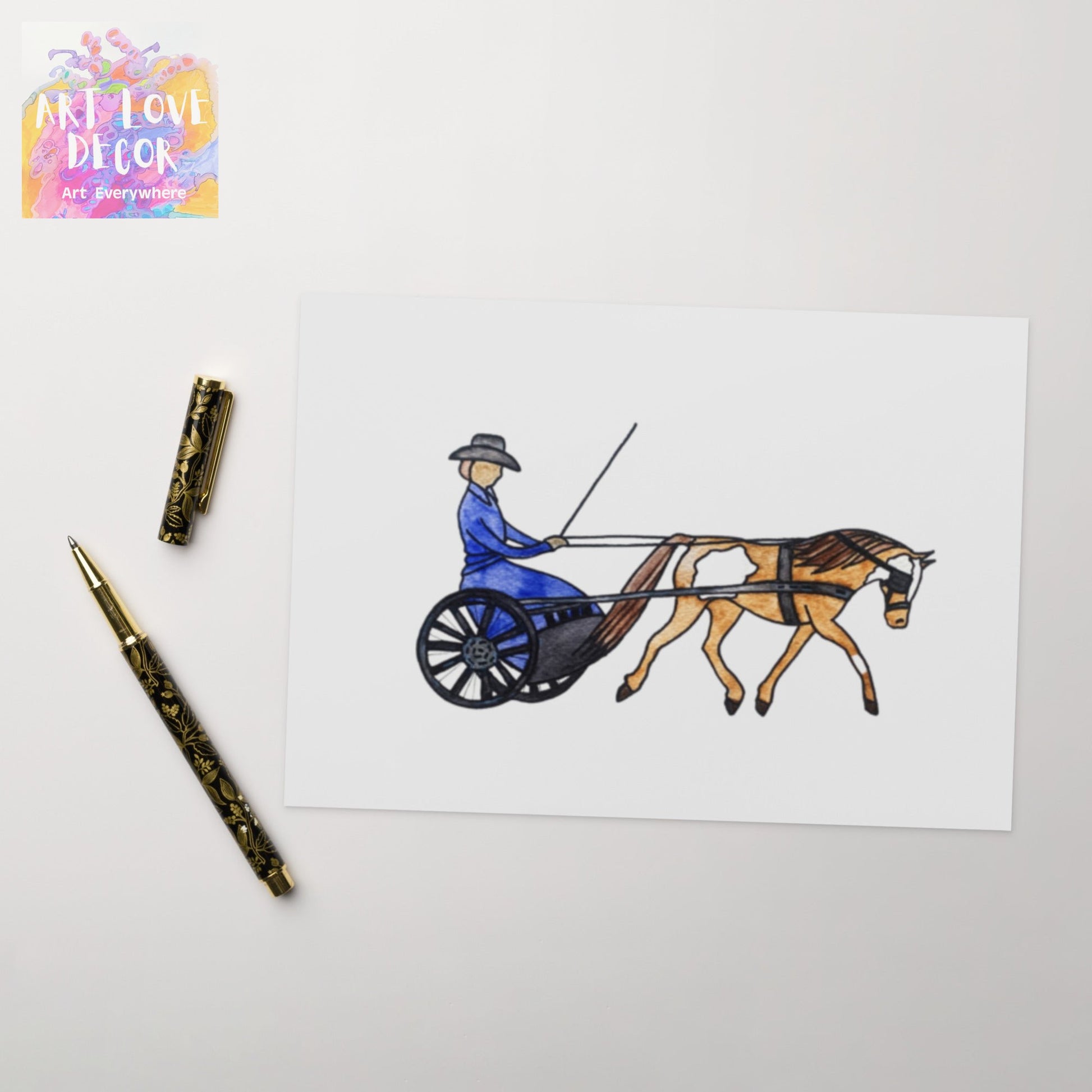 Horse Cart Greeting card - Art Love Decor
