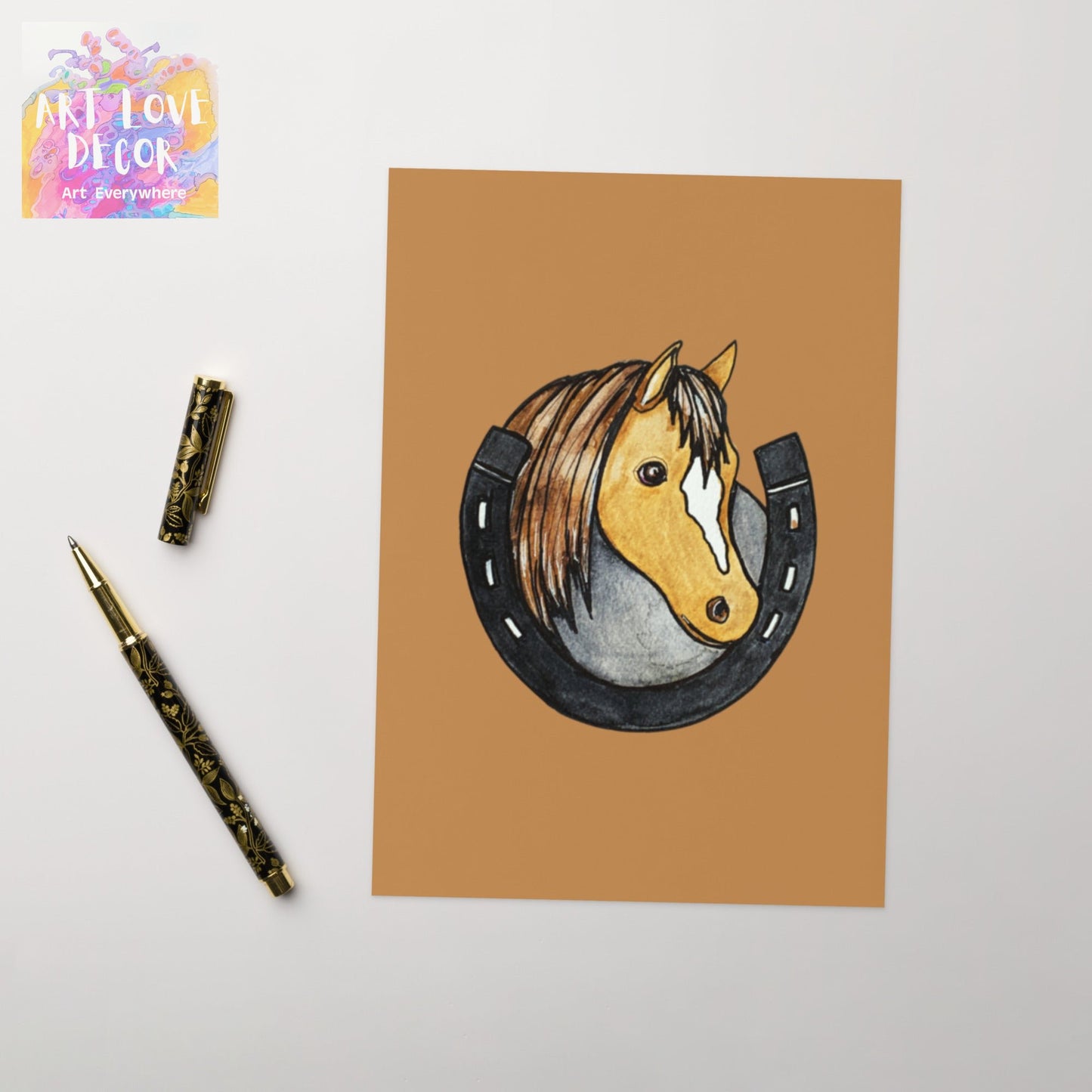 Horseshoe Horse Head Greeting card - Art Love Decor