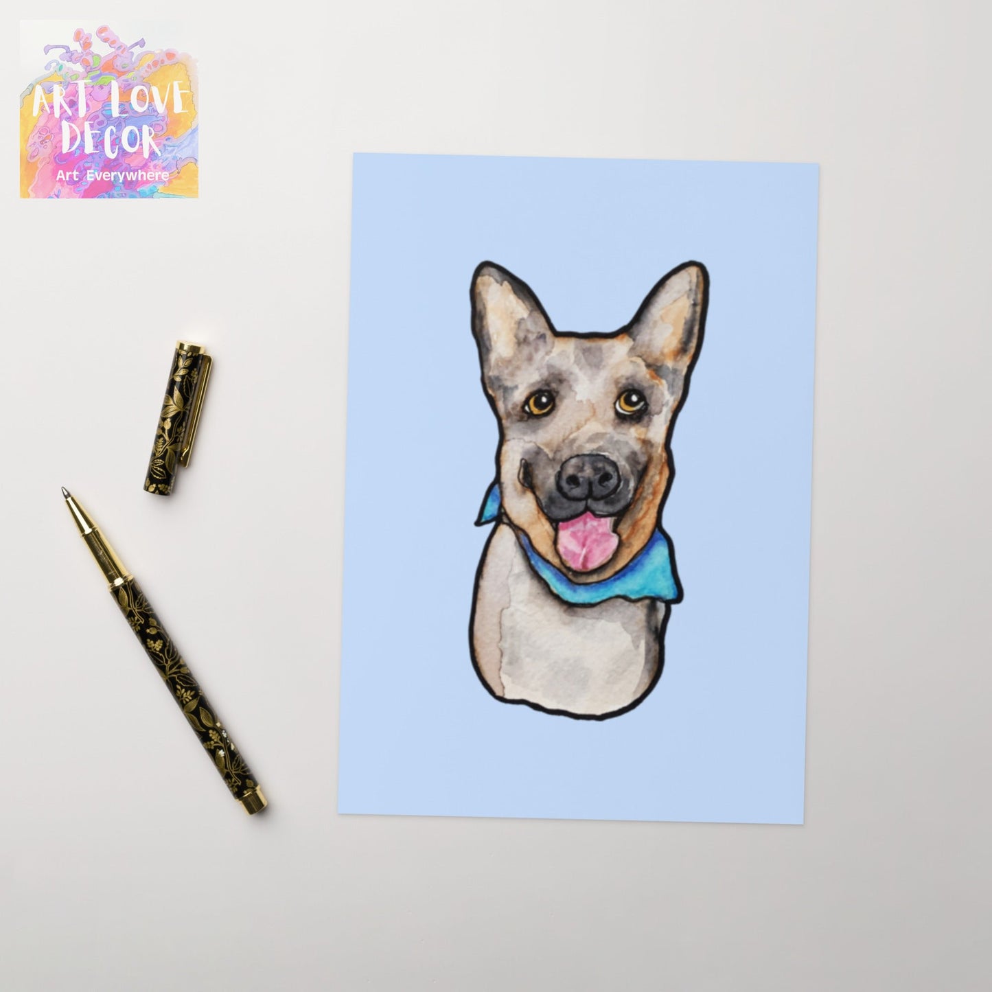 Dog Head Scarf Greeting card - Art Love Decor