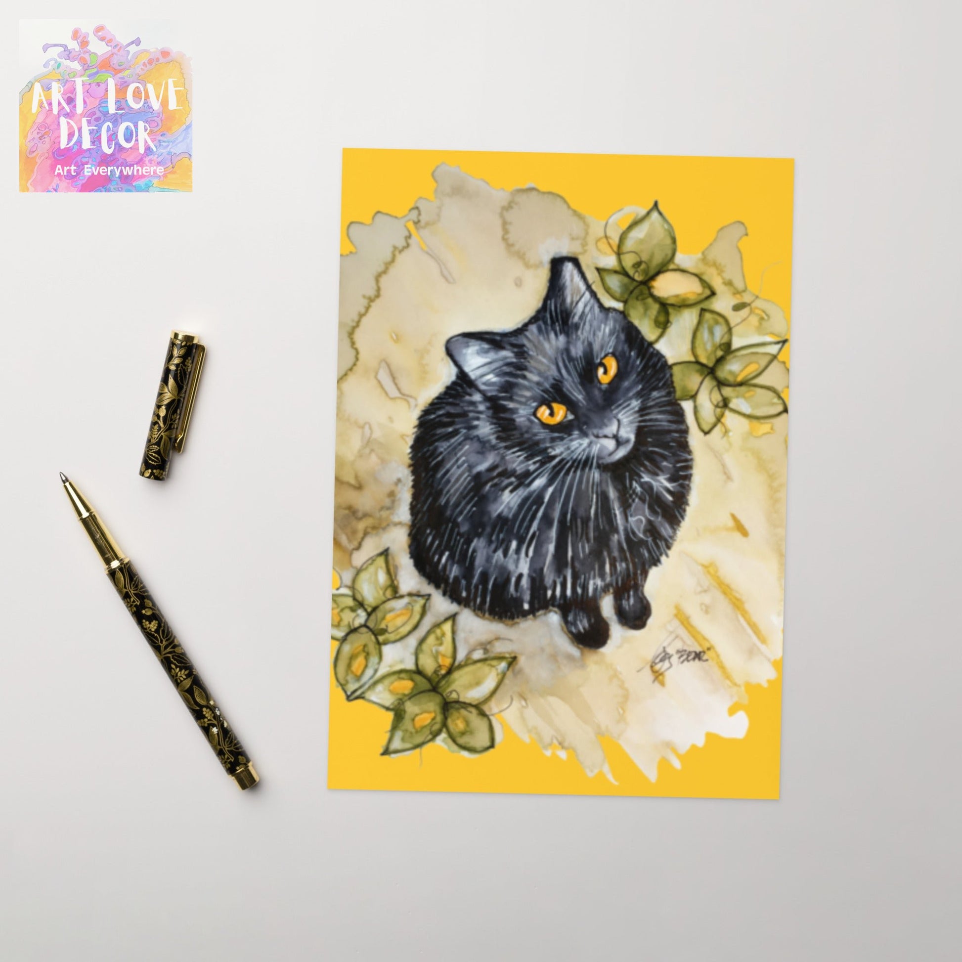 Black Cat Greeting card - Art Love Decor