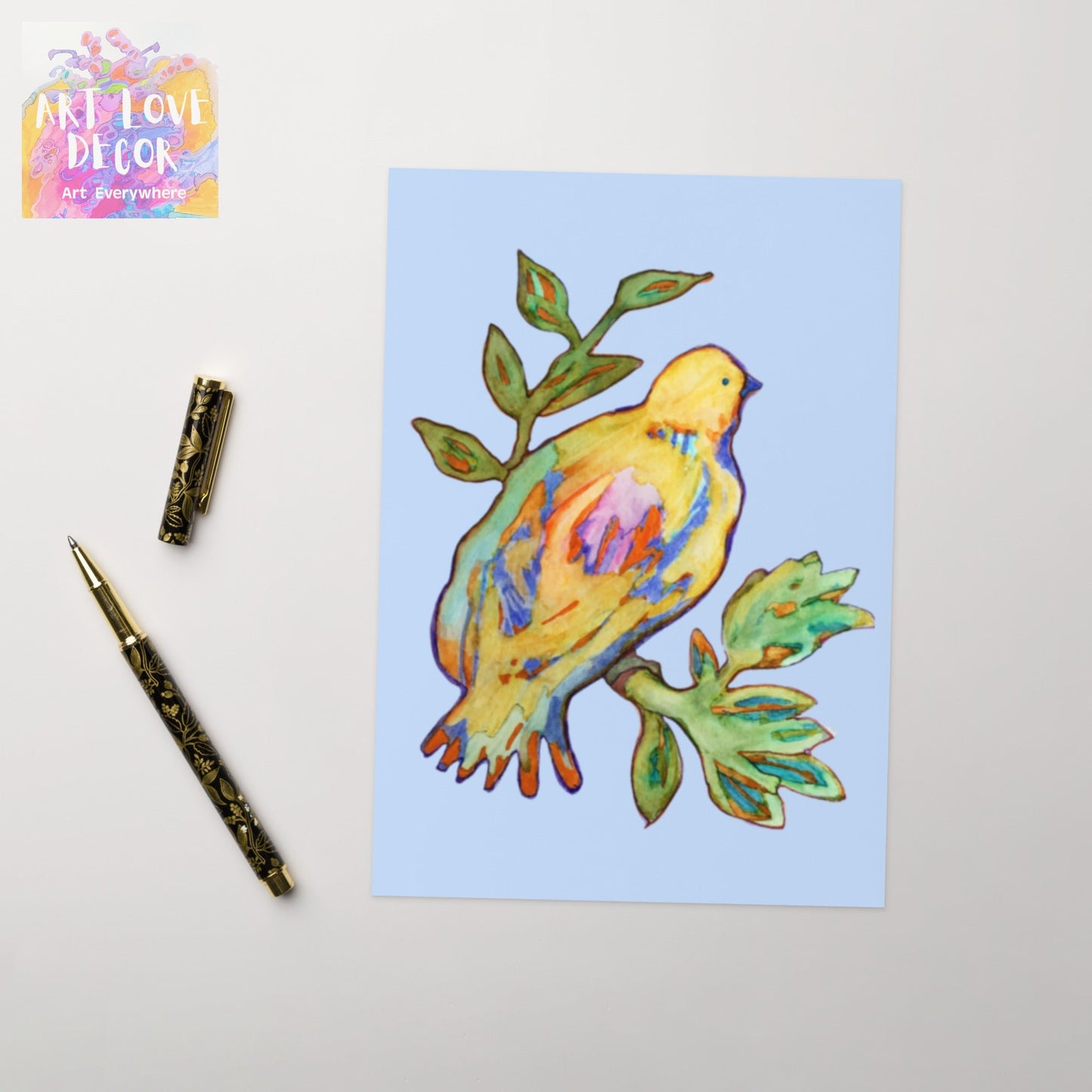 Yellow Bird Greeting card - Art Love Decor