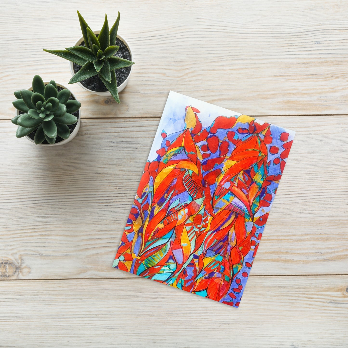 Red Garden Abstract Greeting card - Art Love Decor