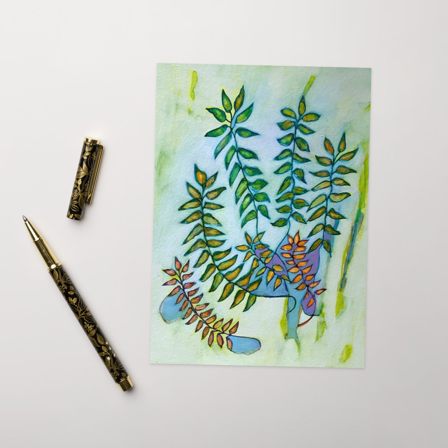 Green Leaves Greeting card - Art Love Decor
