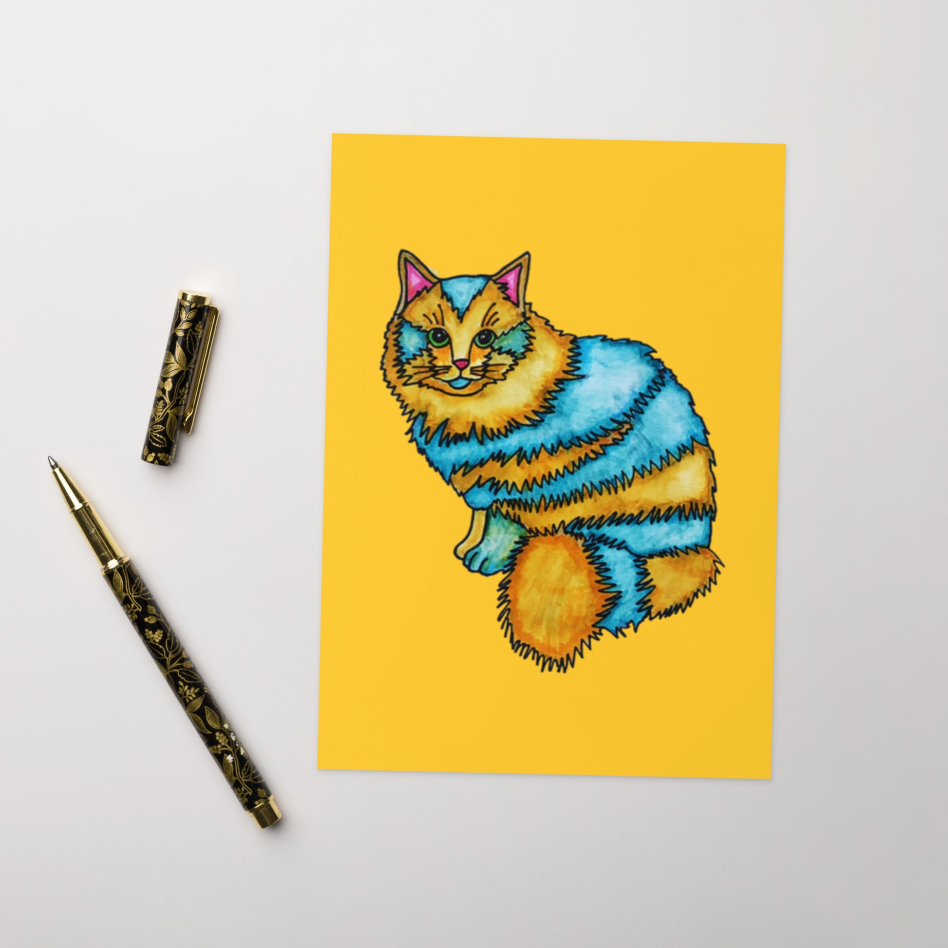 Two Toned Cat Greeting card - Art Love Decor