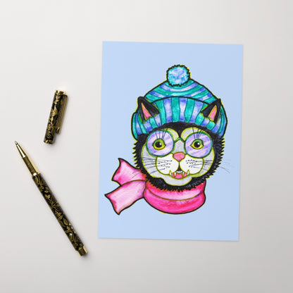 Kitty Cat Beanie Greeting card - Art Love Decor