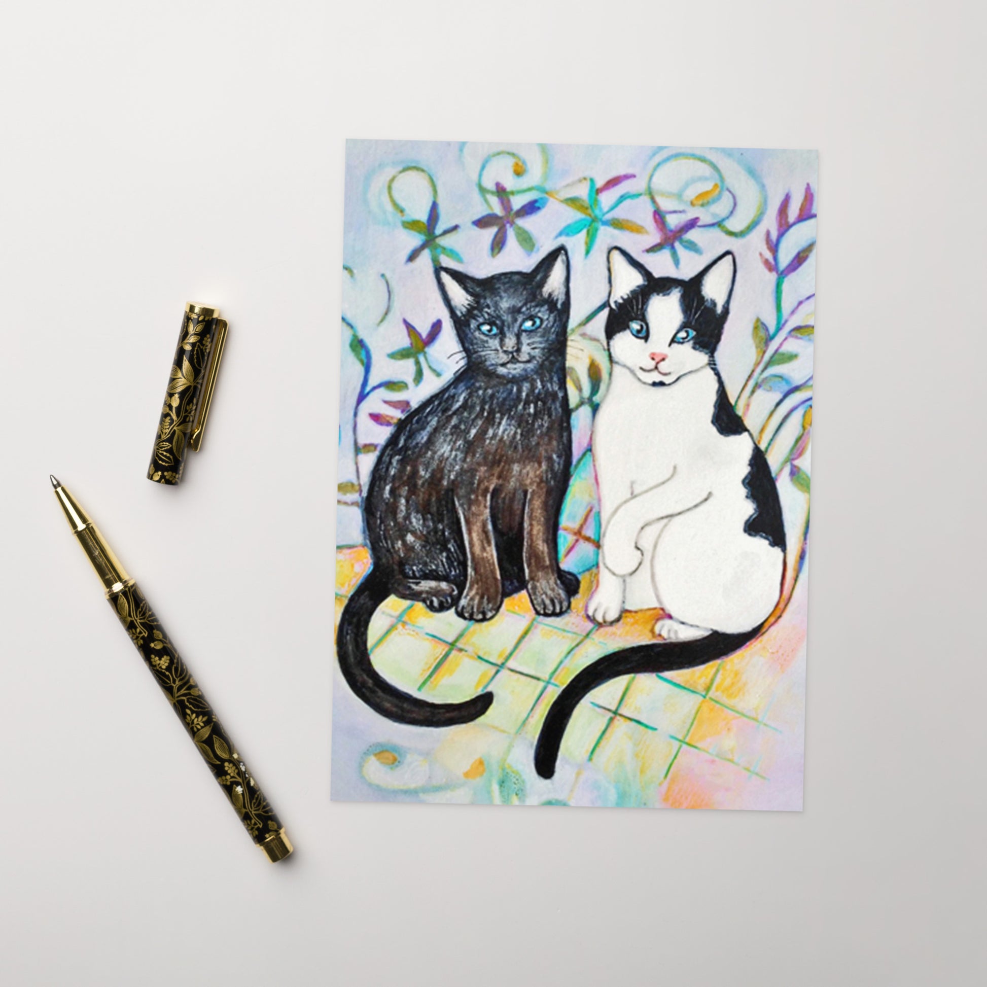 Two Kitty Cats Greeting card - Art Love Decor