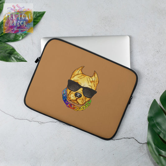 Pit Bull Shades Dog Laptop Sleeve - Art Love Decor