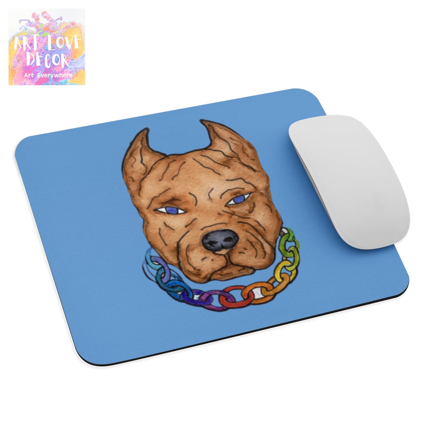 Pit Bull Chain Dog mouse pad - Art Love Decor