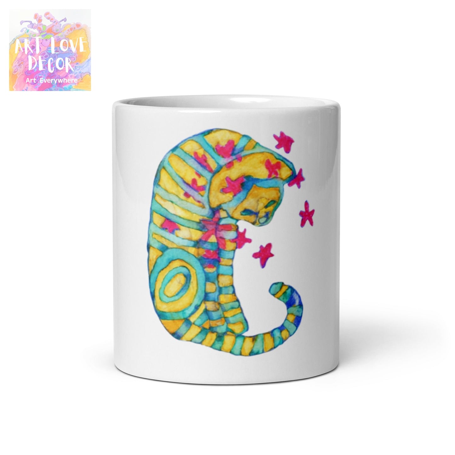 Dreamer Cat White glossy mug