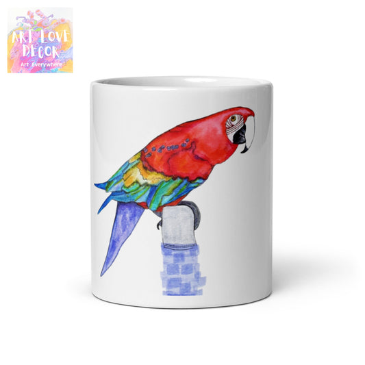 Parrot White glossy mug