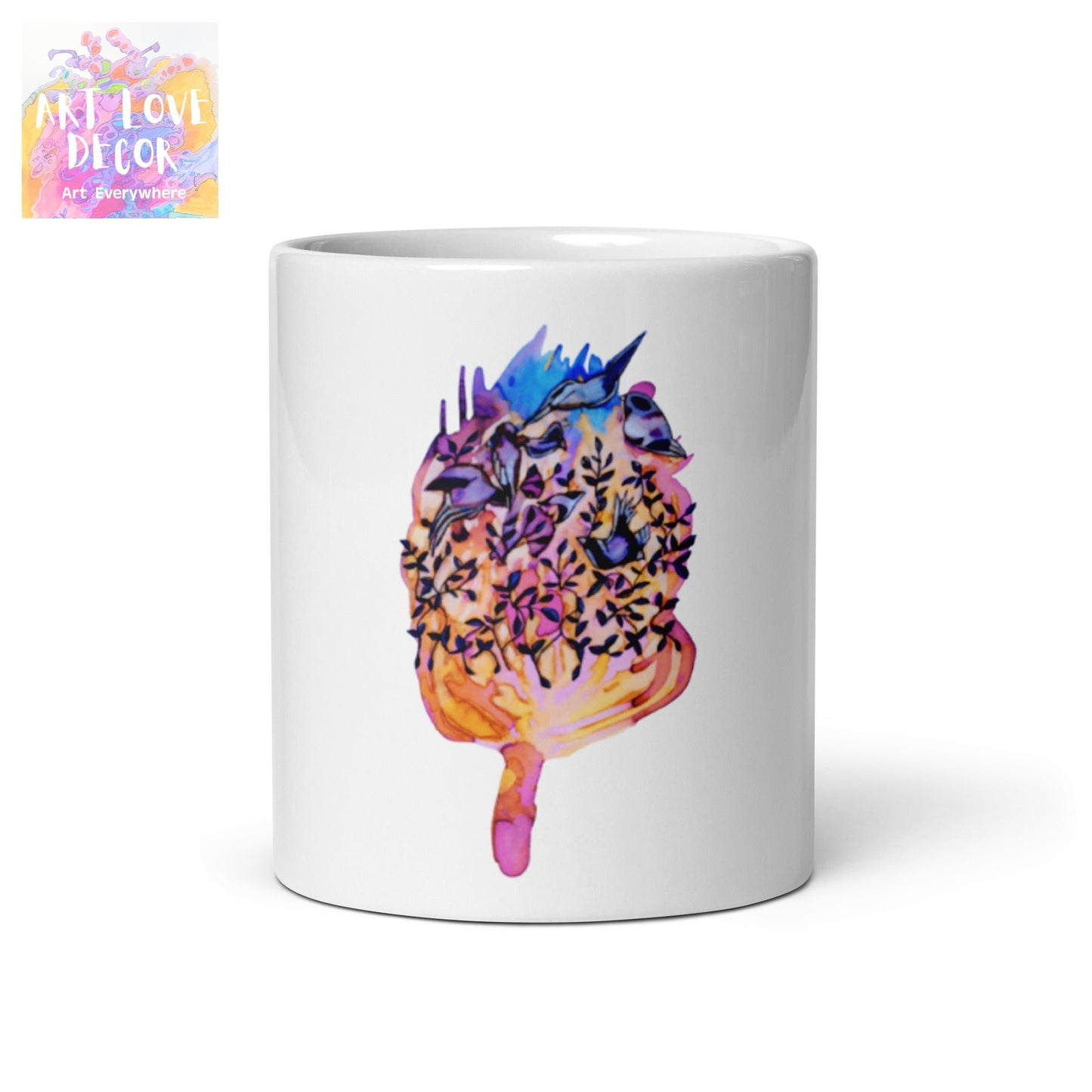 Birds of a Feather White glossy mug