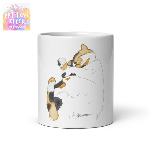 Sleeping Kitty White glossy mug - Art Love Decor