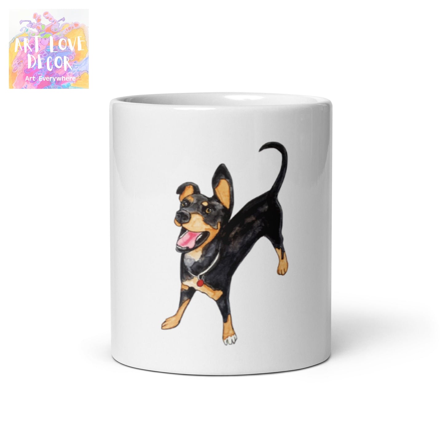 Happy Dog white glossy mug
