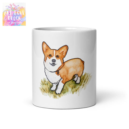 Corgi Dog White glossy mug